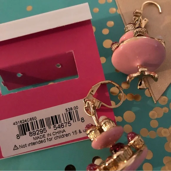 Authentic Betsey Johnson Cupcake Tree Earrings NWT - Picture 7 of 12